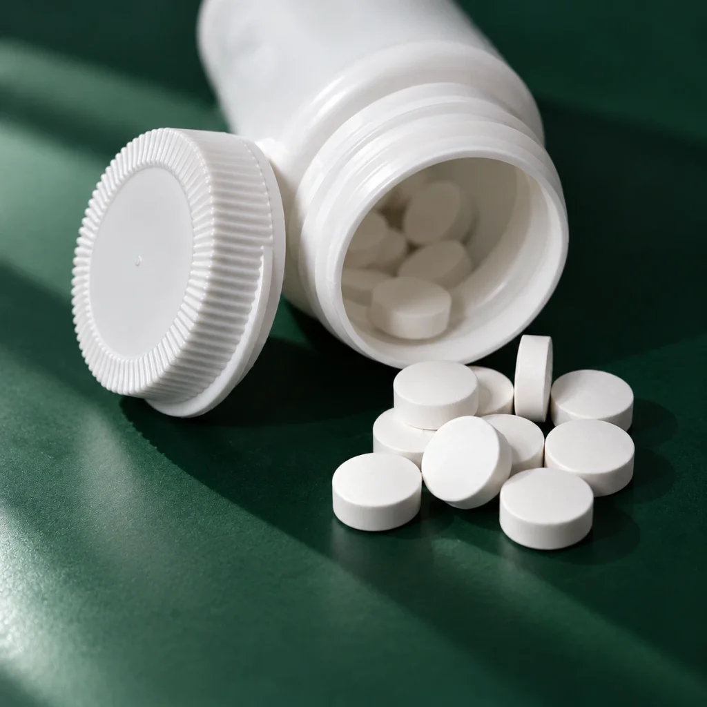 Spilled Pills on Green Surface