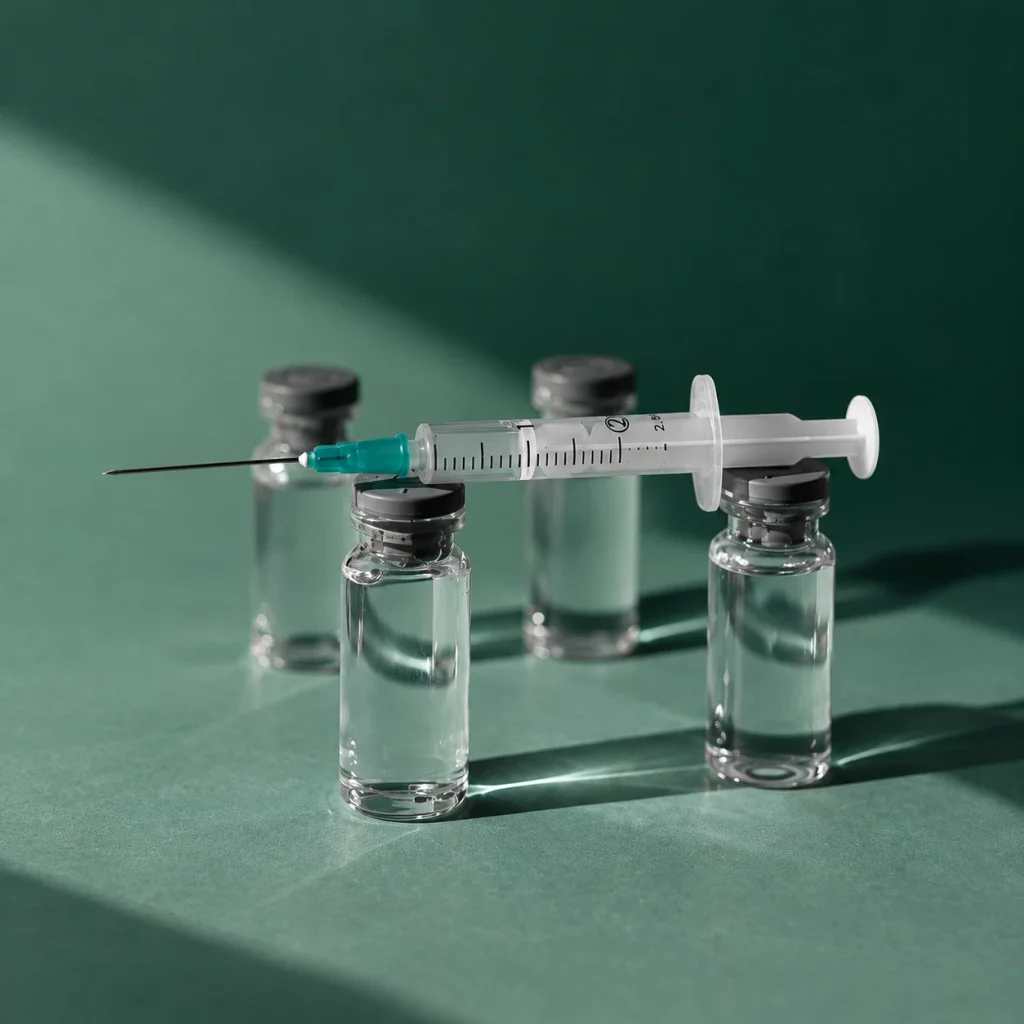 Teal Clinical Vials and Syringe