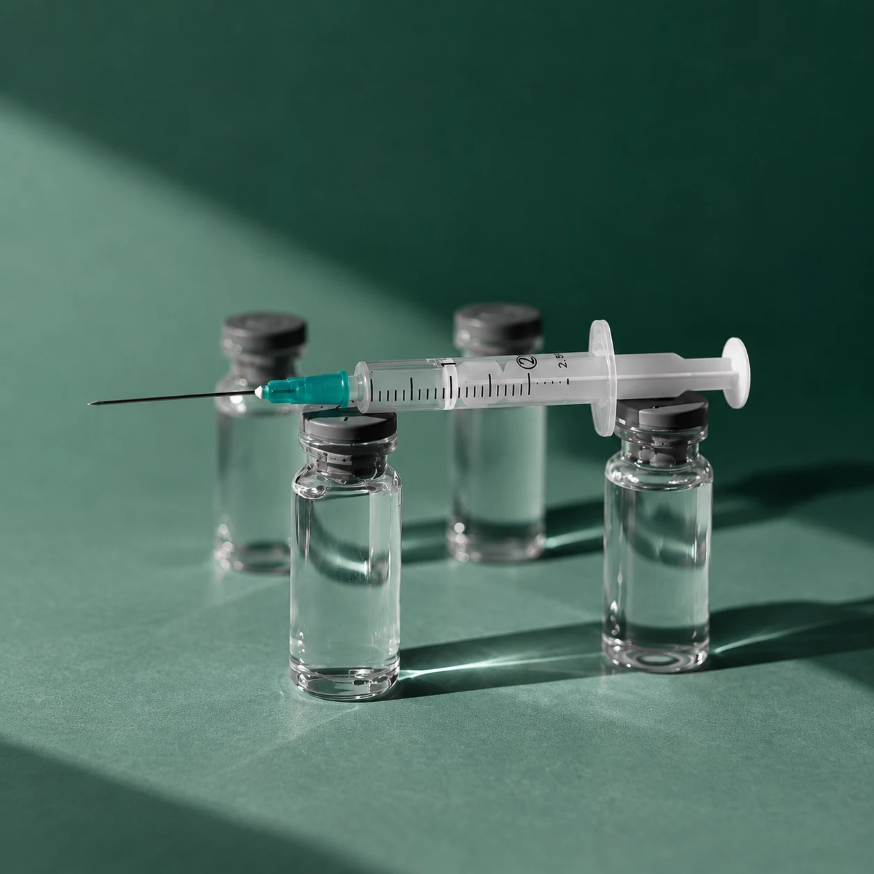 Teal Clinical Vials and Syringe